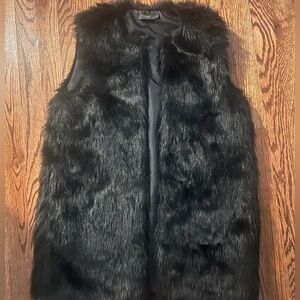 THML Black Faux Fur Vest - Medium